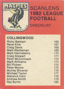 1982 Scanlens VFL #166 Ricky Barham Back